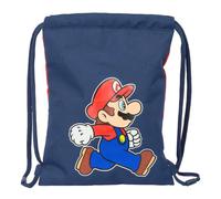 safta | Flacher Turnbeutel Junior Super Mario Trick, Schulrucksack für Kinder für den Schulstart, mit Kordelzugverschluss und Strangulationsschutz, Maße: 26 x 1 x 34 cm