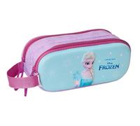 Safta FROZEN 3D Doppelmäppchen für Kinder, ideal für Kinder im Schulalter, bequem und vielseitig, Qualität und Widerstandsfähigkeit, 21 x 6 x 8 cm, Himmelblau/Rosa, M, Casual