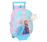 Safta Frozen Cool Days Kinderrucksack mit Trolley 705, ideal für Kinder verschiedener Altersgruppen, bequem und vielseitig, Qualität und Widerstandsfähigkeit, 28 x 10 x 34 cm, Violett/Himmelblau,