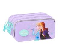 Safta Dreifach-Federmäppchen Frozen Spirit - für Kinder im Schulalter, 21,5 x 8 x 10 cm, Lila