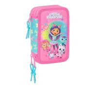 Safta GABBY'S DOLLHOUSE CONFETTI Schulmäppchen mit 37 Utensilien, Federmäppchen für Kinder, ideal für Kinder von 5 bis 14 Jahren, bequem und vielseitig, Qualität und Widerstandsfähigkeit, 12,5 x 5,5 x