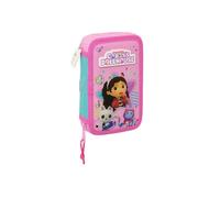 Safta GABBY'S Dollhouse Party Schulmäppchen für Kinder, Federmäppchen mit Farben, mit 28 Utensilien, ideal für Kinder von 5 bis 14 Jahren, bequem und vielseitig, 12,5 x 4 x 19,5 cm, Hellrosa,