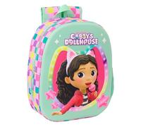 Safta GABBY'S DOLLHOUSE 3D Schulrucksack, mit 3D-Design, anpassbar an den Wagen, ideal für Kinder verschiedener Altersgruppen, bequem und vielseitig, Qualität und Widerstandsfähigkeit, 27 x 10 x 33 cm