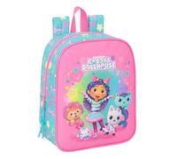 Safta GABBY'S DOLLHOUSE CONFETTI Kinderrucksack, Schulrucksack, anpassbar an Kinderwagen, ideal für Kindergärten, bequem und vielseitig, Qualität und Widerstandsfähigkeit, 22 x 10 x 27 cm, rosa/türkis