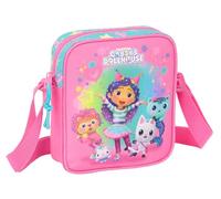 Safta GABBY'S DOLLHOUSE CONFETTI Kleine Umhängetasche, Kindertasche, ideal für Kinder von 5 bis 14 Jahren, bequem und vielseitig, Qualität und Widerstandsfähigkeit, 16 x 4 x 18 cm, rosa/türkis, M