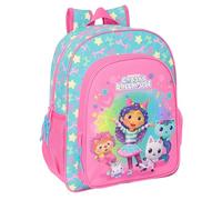 safta GABBY'S DOLLHOUSE CONFETTI Schulrucksack für Kinder, karrenfreundlich, ideal für Kinder im Schulalter, bequem und vielseitig, Qualität und Haltbarkeit, 32 x 12 x 38 cm, Rosa, Pink/Türkis, M