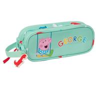 Safta George Doppelmäppchen für Kinder, ideal für Kinder im Schulalter, bequem und vielseitig, Qualität und Widerstandsfähigkeit, 21 x 6 x 8 cm, Minzgrün