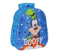Safta Goofy Schulrucksack mit 3D-Design, anpassbar an Kinderwagen, ideal für Kinder verschiedener Altersgruppen, bequem und vielseitig, Qualität und Widerstandsfähigkeit, 27 x 10 x 33 cm, Blau, blau,