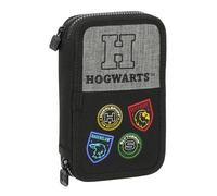 Safta Harry Potter House of Champions Federmäppchen für die Schule, mit 28 nützlichen Utensilien, ideal für Kinder von 5 bis 14 Jahren, bequem und vielseitig, 12,5 x 4 x 19,5 cm, Grau meliert/Schwarz
