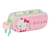 SAFTA Hello Kitty 3D-Federmäppchen für Kinder, ideal für Kinder im Schulalter, bequem und vielseitig, Qualität und Widerstandsfähigkeit, 21 x 6 x 8 cm, Rosa/Grün, Rosa/grün, Estándar, Lässig