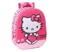 Safta Schulrucksack HELLO KITTY 3D – 3D-Design, trolleyfähig, bequem, 27×10×33 cm, Rosa