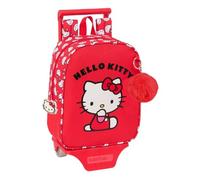 safta Hello KITTY ICONIC Kindergartenrucksack mit Wagen, ideal für Kinder verschiedener Altersgruppen, bequem und vielseitig, Qualität und Widerstandsfähigkeit, 22 x 10 x 27 cm, Rot/Weiß, M, Casual