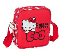Safta HELLO KITTY ICONIC Kleine Umhängetasche für Kinder, ideal für Kinder von 5 bis 14 Jahren, bequem und vielseitig, Qualität und Widerstandsfähigkeit, 16 x 4 x 18 cm, Rot/Weiß, M, Casual
