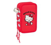 SAFTA Hello Kitty Iconic Schulmäppchen mit 37 Utensilien, Federmäppchen für Kinder, ideal für Kinder von 5 bis 14 Jahren, bequem und vielseitig, Qualität und Widerstandsfähigkeit, 12,5 x 5,5 x 19,5