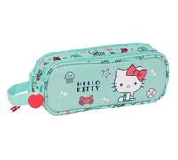Safta Hello Kitty Sea Lovers Doppelmäppchen für Kinder, ideal für Kinder im Schulalter, bequem und vielseitig, Qualität und Widerstandsfähigkeit, 21 x 6 x 8 cm, Türkis