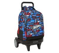 safta Hot Wheels Großer Rucksack mit Rädern, kompakt, abnehmbar, ideal für Kinder verschiedener Altersgruppen, bequem und vielseitig, Qualität und Widerstandsfähigkeit, 33 x 22 x 45 cm, bunt, M