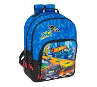 Safta Schulrucksack Hot Wheels Let's Race – für Kinder, 32 x 15 x 42 cm, Blau/Schwarz, M