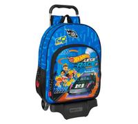 safta Hot Wheels LET's Race Schulrucksack mit Trolley 905, ideal für Kinder verschiedener Altersgruppen, bequem und vielseitig, Qualität und Widerstandsfähigkeit, 33 x 14 x 42 cm, Blau/Schwarz, M,