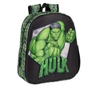 Safta HULK Schulrucksack mit 3D-Design, anpassbar an Kinderwagen, ideal für Kinder verschiedener Altersgruppen, bequem und vielseitig, Qualität und Widerstandsfähigkeit, 27 x 10 x 33 cm, Schwarz/Grün,