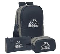 Safta Kappa Dark Navy Rucksack, Federmäppchen und Kulturbeutel - Kappa Federmäppchen mit DREI Fächern, Kappa Rucksack anpassbar an Trolley, anpassbar an Trolley - komplettes Kit Kappa