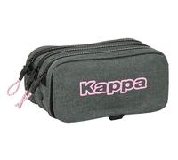 Safta Kappa Silver Pink - Dreifachmäppchen für Kinder, ideal für Kinder im Schulalter, bequem und vielseitig, Qualität und Widerstandsfähigkeit, 21,5 x 8 x 10 cm, Grau meliert