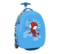 Safta Kinderkoffer mit 40,6 cm (16 Zoll) Spidey Rescue, starre Schale aus ABS + PC, innen gefüttert mit Netztasche mit Reißverschluss, elastische Bänder, Gepäckhalterung, Blau, Maße 28 x 23 x 43 cm