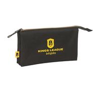 safta Kings League Federmäppchen für Kinder, ideal für Kinder im Schulalter, bequem und vielseitig, Qualität und Widerstandsfähigkeit, 22 x 3 x 12 cm, Schwarz, Schwarz, Estándar, Lässig