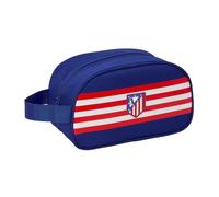 Safta Kulturbeutel mit Griff, Atlético de Madrid, anpassbar an den Wagen, Schulorganizer mit Reißverschluss und seitlichem Griff, marineblaues Design mit Wappen und Streifen, Maße 26 x 12 x 15 cm