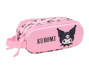 SAFTA Kuromi 3D-Doppelmäppchen für Kinder, ideal für Kinder im Schulalter, bequem und vielseitig, Qualität und Widerstandsfähigkeit, 21 x 6 x 8 cm, Rosa, M, Casual