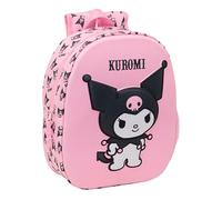 Safta Kuromi 3D-Schulrucksack mit 3D-Design, anpassbar an den Wagen, ideal für Kinder verschiedener Altersgruppen, bequem und vielseitig, Qualität und Widerstandsfähigkeit, 27 x 10 x 33 cm, Rosa, M