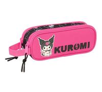 safta Kuromi Doppelmäppchen für Kinder, ideal für Kinder im Schulalter, bequem und vielseitig, Qualität und Widerstandsfähigkeit, 21 x 6 x 8 cm, Schwarz/Fuchsia, M, Casual
