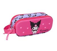 Kuromi - Doppeltes Federmäppchen für Kinder, ideal für Kinder im Schulalter, bequem und vielseitig, Qualität und Widerstandsfähigkeit, 21 x 6 x 8 cm