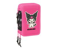 Safta Schulmäppchen Kuromi mit 37 Utensilien, für Kinder 5–14 Jahre, Schwarz/Fuchsia, M