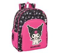 safta Kuromi Schulrucksack für Kinder, Kinderrucksack, anpassbar an den Kinderwagen, ideal für Kinder im Schulalter, bequem und vielseitig, Qualität und Widerstandsfähigkeit, 33 x 14 x 42 cm, Schwarz