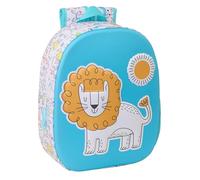 Safta Lion 3D Schulrucksack mit 3D-Design, anpassbar an den Wagen, ideal für Kinder verschiedener Altersgruppen, bequem und vielseitig, Qualität und Widerstandsfähigkeit, 27 x 10 x 33 cm, Weiß/Blau