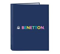 Safta -M067 Benetton Cool-Ordner mit 4 Ringen, ideal für Kinder unterschiedlichen Alters, bequem und vielseitig, Qualität und Widerstandsfähigkeit, 26,5 x 33 cm, Marineblau, Standard (512450067),