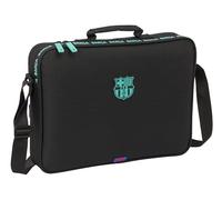 Safta M385, F.C. Barcelona 3. Team-Schultasche, Aktentasche, Umhängetasche, bequem und vielseitig, Qualität und Widerstandsfähigkeit, 38 x 6 x 28 cm, Schwarz, Unisex, Kinder, Standard, Schwarz ,