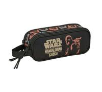 Safta Mandalorian & Grogu, Doppel-Schultasche für Kinder mit zwei separaten Fächern und Reißverschlüssen, seitlicher Griff, Maße 21 x 6 x 8 cm, Schulmäppchen mit 2 Fächern