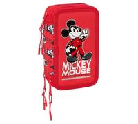 MICKEY & FRRIENDS Racing Schulmäppchen mit 37 Utensilien, Kindermäppchen, Kindermäppchen, ideal für Kinder von 5 bis 14 Jahren, bequem und vielseitig, Qualität und Widerstandsfähigkeit, 12,5 x 5,5 x