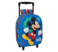 Mickey Mouse 3D-Kinderrucksack mit Rädern, ideal für Kinder verschiedener Altersgruppen, bequem und vielseitig, Qualität und Widerstandsfähigkeit, 27 x 10 x 33 cm