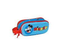 Safta Mickey Mouse 3D Doppelmäppchen für Kinder, ideal für Kinder im Schulalter, bequem und vielseitig, Qualität und Widerstandsfähigkeit, 21 x 6 x 8 cm, Blau, blau, Estándar, Lässig