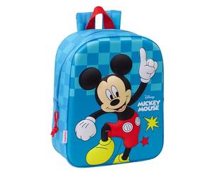 Safta Mickey Mouse 3D Kindergartentasche 3D, anpassbar an den Wagen, einfache Reinigung, ideal für Kinder verschiedener Altersgruppen, bequem und vielseitig, Qualität und Widerstandsfähigkeit, 22 x 10