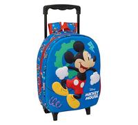 Mickey Mouse 3D-Kinderrucksack mit Rädern, ideal für Kinder verschiedener Altersgruppen, bequem und vielseitig, Qualität und Widerstandsfähigkeit, 27 x 10 x 33 cm