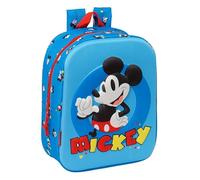 Safta Mickey Mouse 3D Kindergartentasche 3D, anpassbar an den Wagen, einfache Reinigung, ideal für Kinder verschiedener Altersgruppen, bequem und vielseitig, Qualität und Widerstandsfähigkeit, 22 x 10