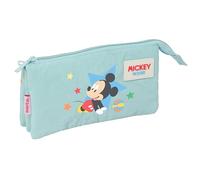 Mickey Mouse Baby Federmäppchen, Dreifach-Federmäppchen für Kinder, ideal für Kinder im Schulalter, bequem und vielseitig, Qualität und Widerstandsfähigkeit, 22 x 3 x 12 cm