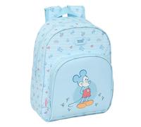 Safta Mickey Mouse Baby Kinderrucksack, ideal für Kinder verschiedener Altersgruppen, bequem und vielseitig, Qualität und Widerstandsfähigkeit, 28 x 10 x 34 cm, hellblau, M, Casual