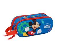 Mickey Mouse - Doppeltes Federmäppchen für Kinder, ideal für Kinder im Schulalter, bequem und vielseitig, Qualität und Widerstandsfähigkeit, 21 x 6 x 8 cm