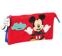 Safta Mickey Mouse Good Day - Dreifach-Federmäppchen für Kinder, ideal für Kinder im Schulalter, bequem und vielseitig, Qualität und Widerstandsfähigkeit, 22 x 3 x 12 cm, blau, M, Lässig