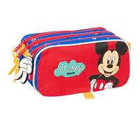 Safta MICKEY MOUSE GOOD DAY - Dreifachmäppchen für Kinder, ideal für Kinder im Schulalter, bequem und vielseitig, Qualität und Widerstandsfähigkeit, 21,5 x 8 x 10 cm, blau, M, Casual