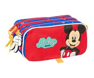 safta Mickey Mouse Good Day - Dreifachmäppchen für Kinder, ideal für Kinder im Schulalter, bequem und vielseitig, Qualität und Widerstandsfähigkeit, 21,5 x 8 x 10 cm, blau, M, Casual